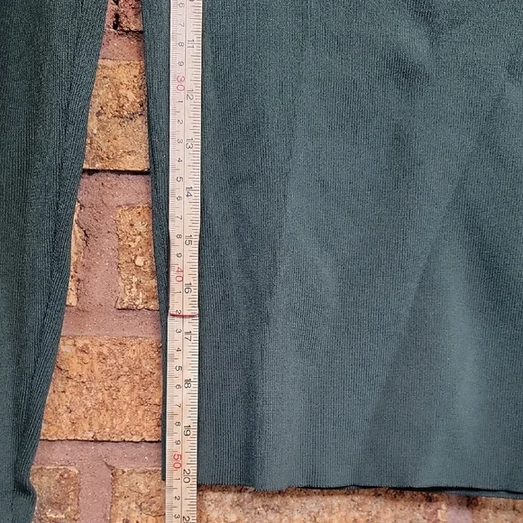 ZARA Square Neck Ribbed Long Sleeve Top Green Size Medium - Picture 9 of 11